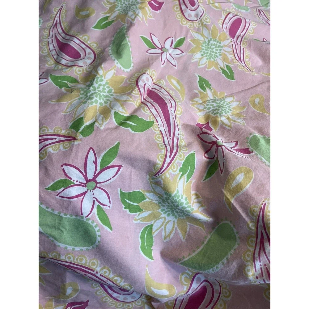 3pc Lilly Pulitzer Dan River Pink Paisley Floral Full/Queen Duvet Cover USA
